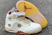 Off White x Air Jordan 5 White Fire Red
